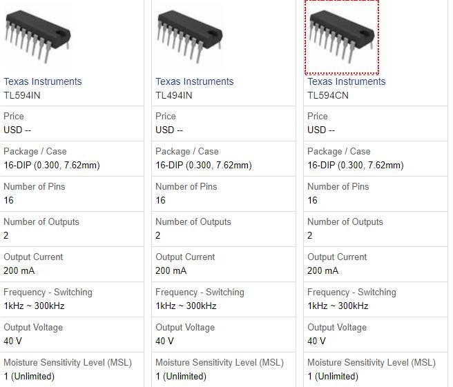 Parts with Similar Specs
